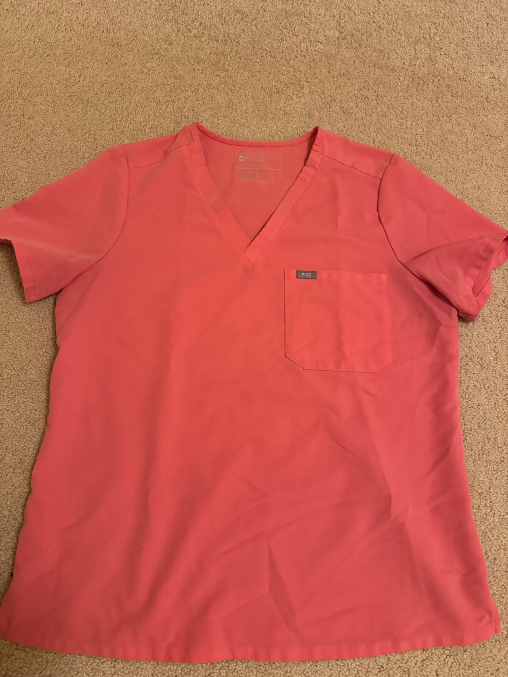Figs limited edition Neon Pink (PO# 1693) V-Neck Scrub Top Large
